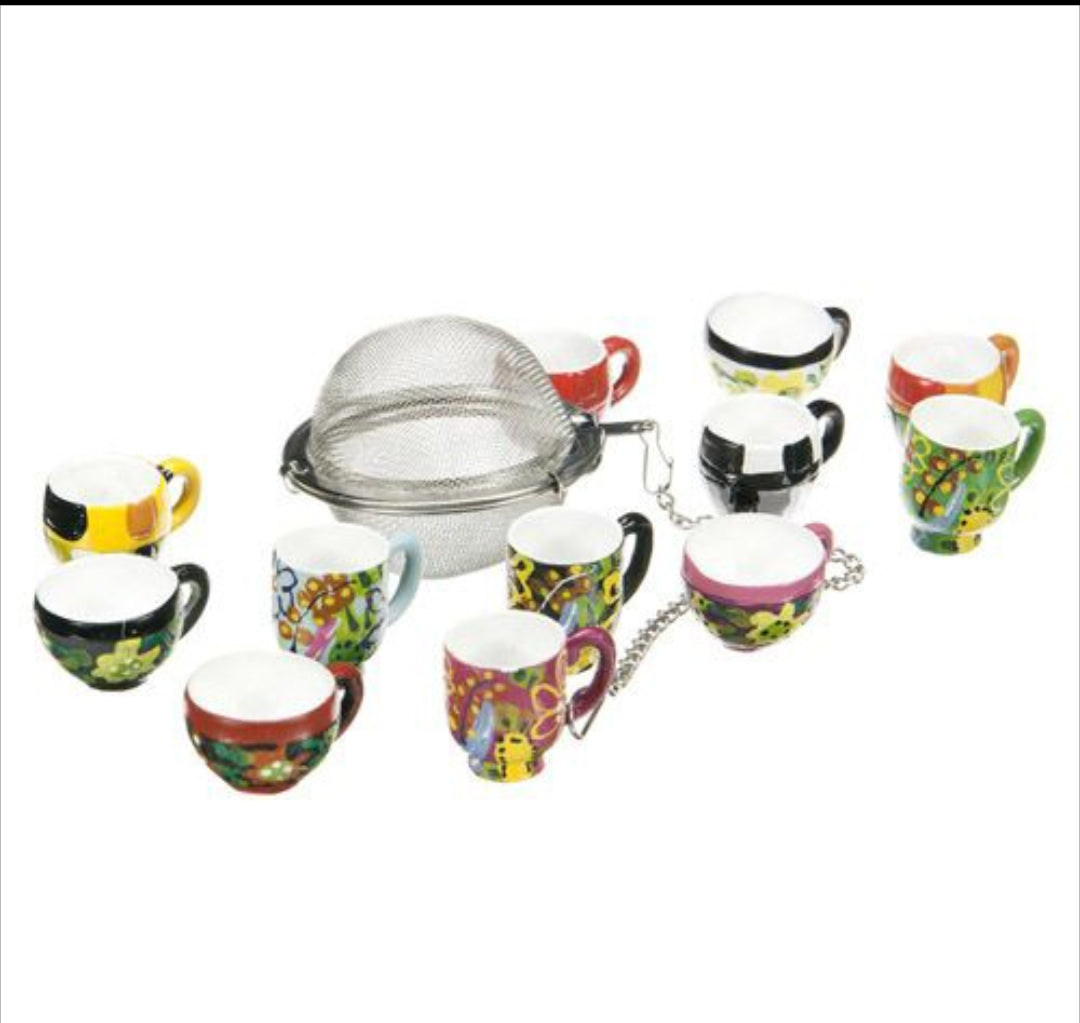 Banff Mesh Tea Ball Infuser w/ Painted Teacup Charm