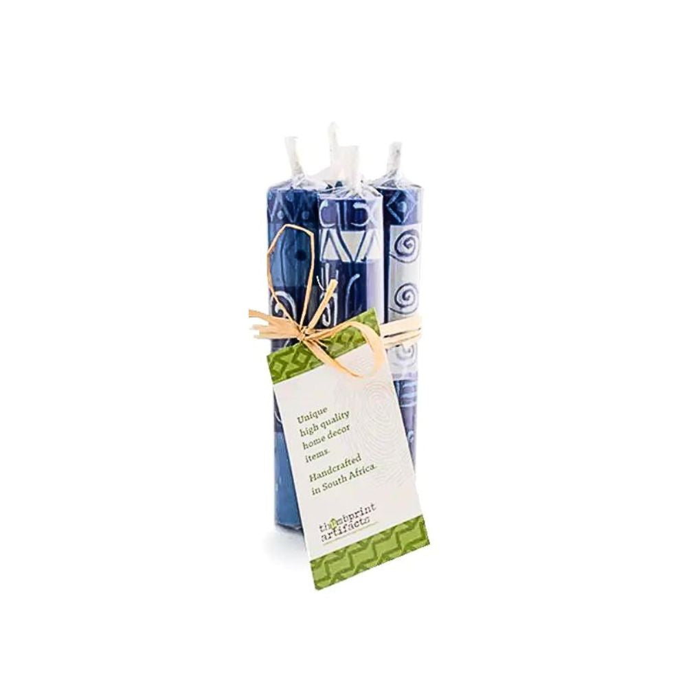 Small Shabbat Hamsa Painted Candles - Set of 4