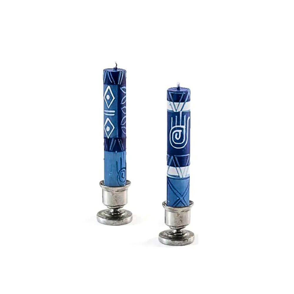 Small Shabbat Hamsa Painted Candles - Set of 4