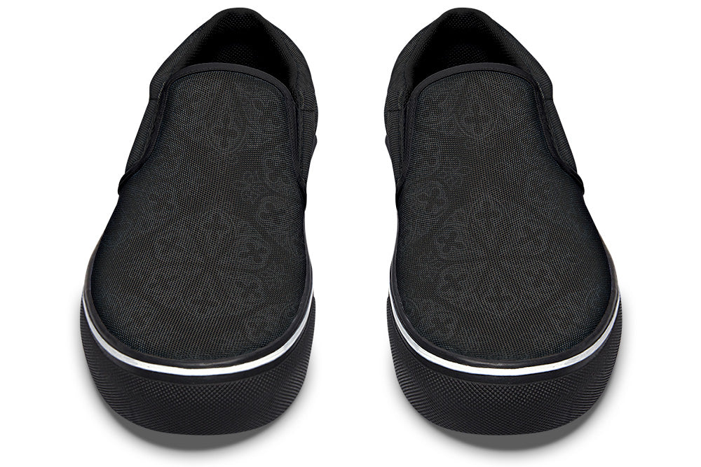 Slip On Shoes - Black on Black Gothic Ornament