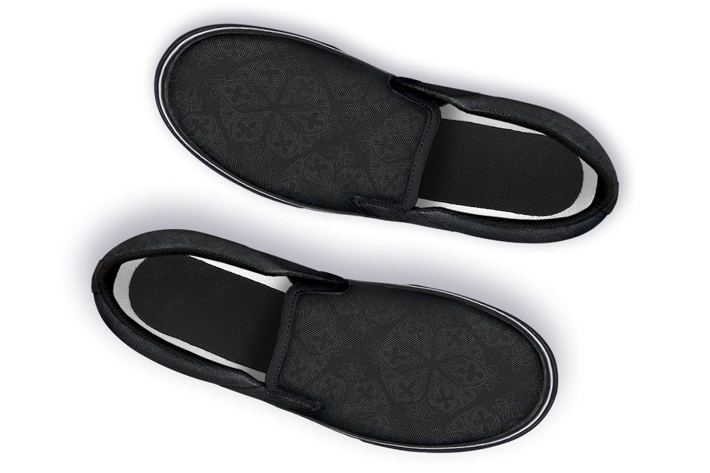 Slip On Shoes - Black on Black Gothic Ornament