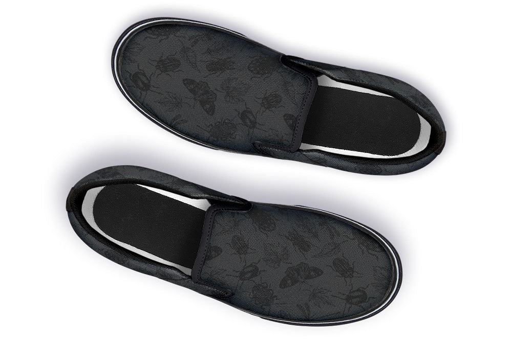 Slip On Shoes - Black on Black Insects