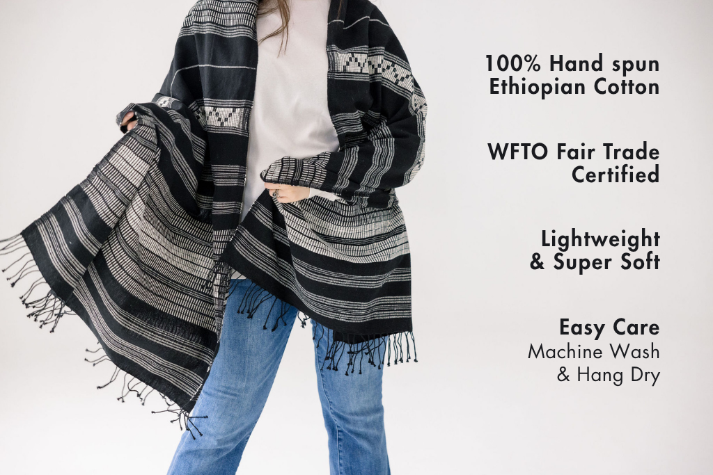 Tabor Handwoven Ethiopian Cotton Shawl