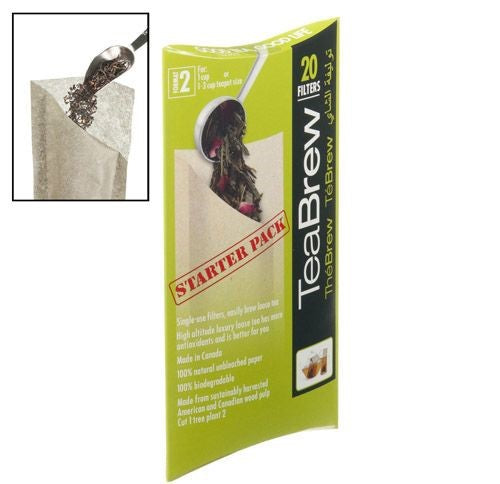 TeaBrew Biodegradable Compostable Disposable Tea Bags (20 Count)