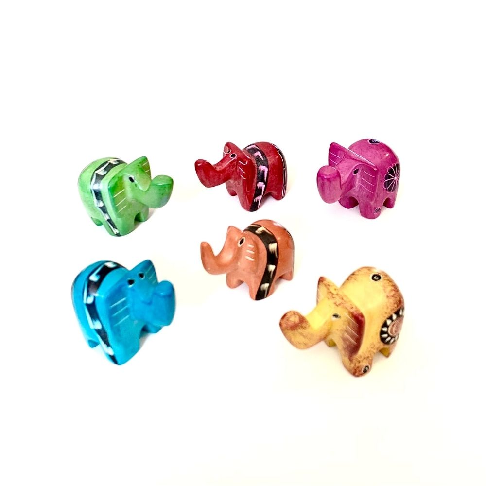 Tiny Soapstone Trunk Up Elephant