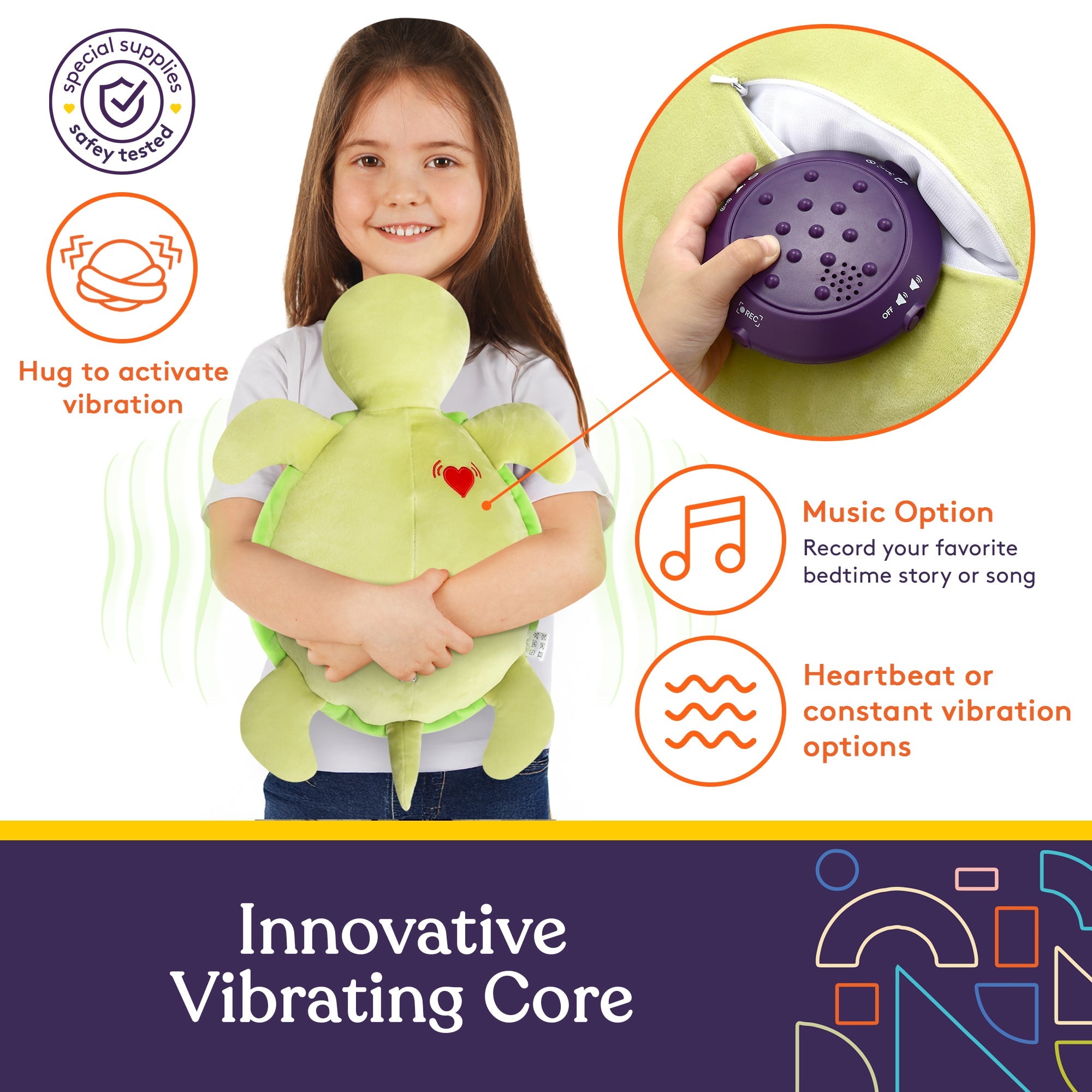 Sensory Vibrating Pillow-Turtle with Music and Voice Recording
