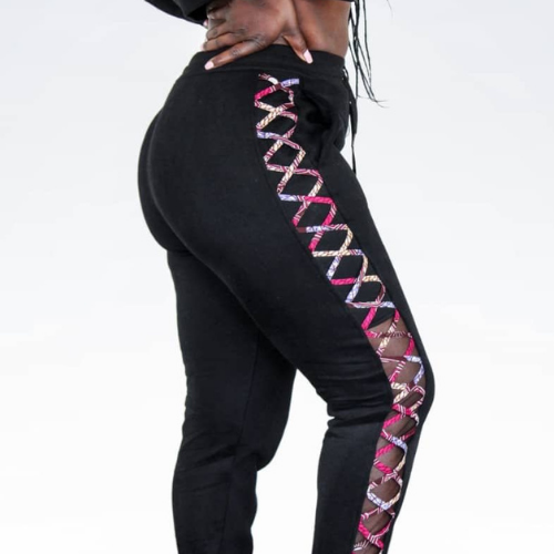 Aya Black mesh joggers pants