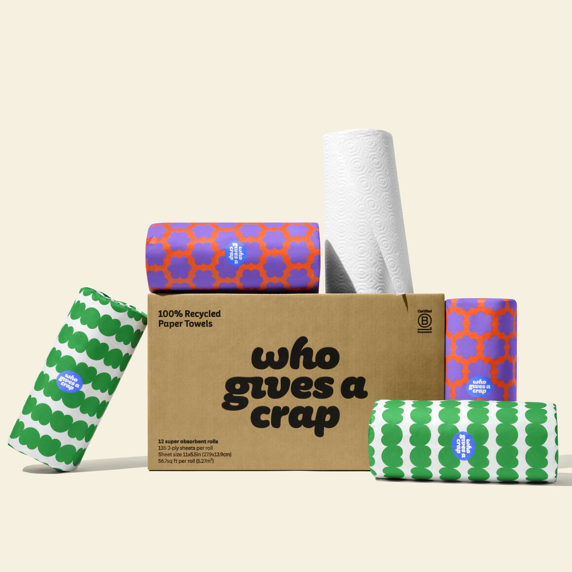 100% Recycled Paper Towel (12 rolls per box)
