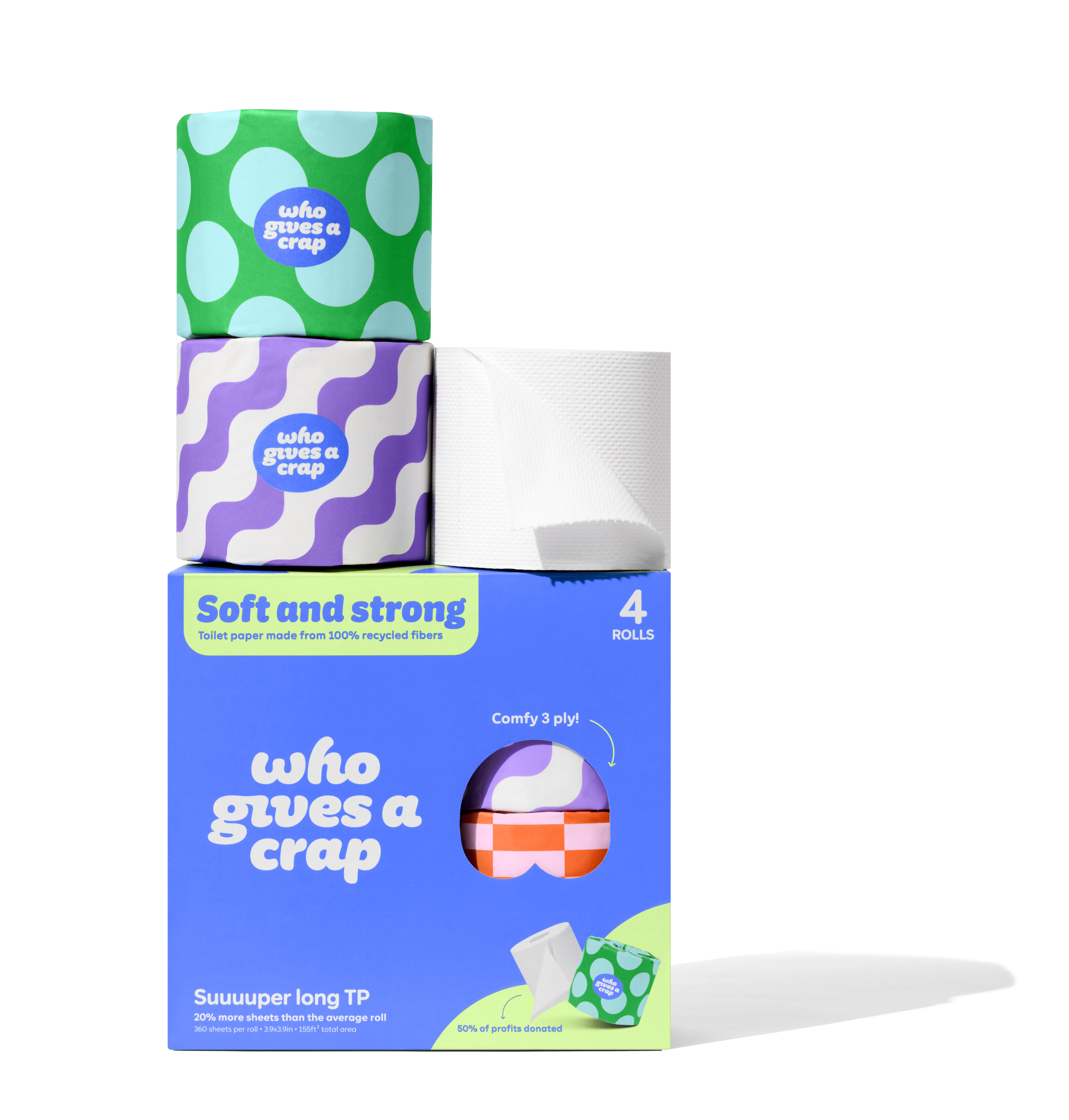 100% Recycled Toilet Paper (4 rolls per box)