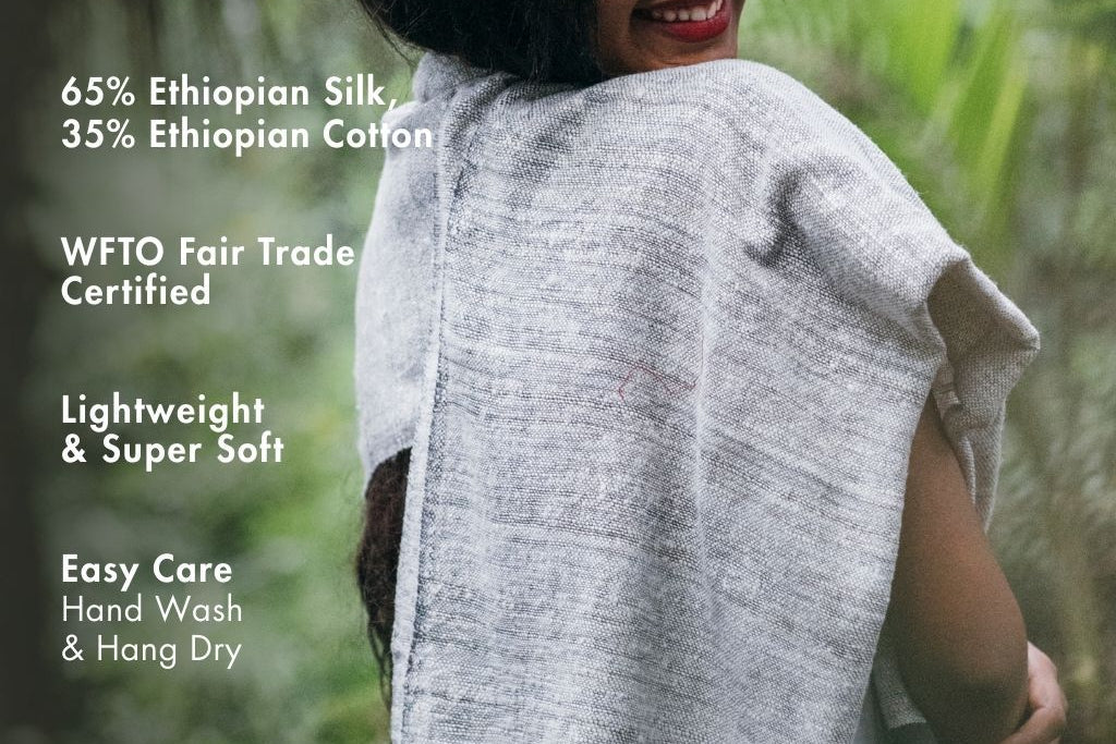 Stella Handwoven Ethiopian Silk and Cotton Shawl
