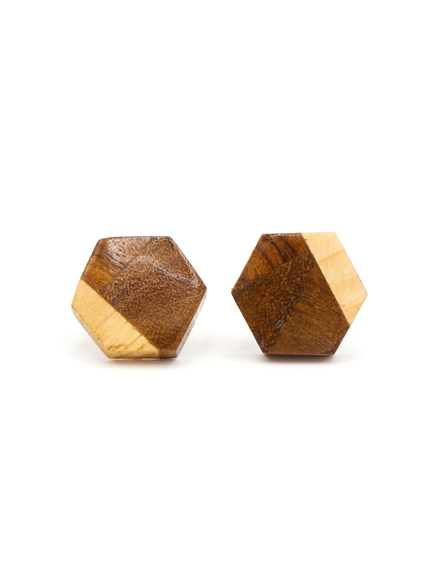 Wooden Hexagon Studs