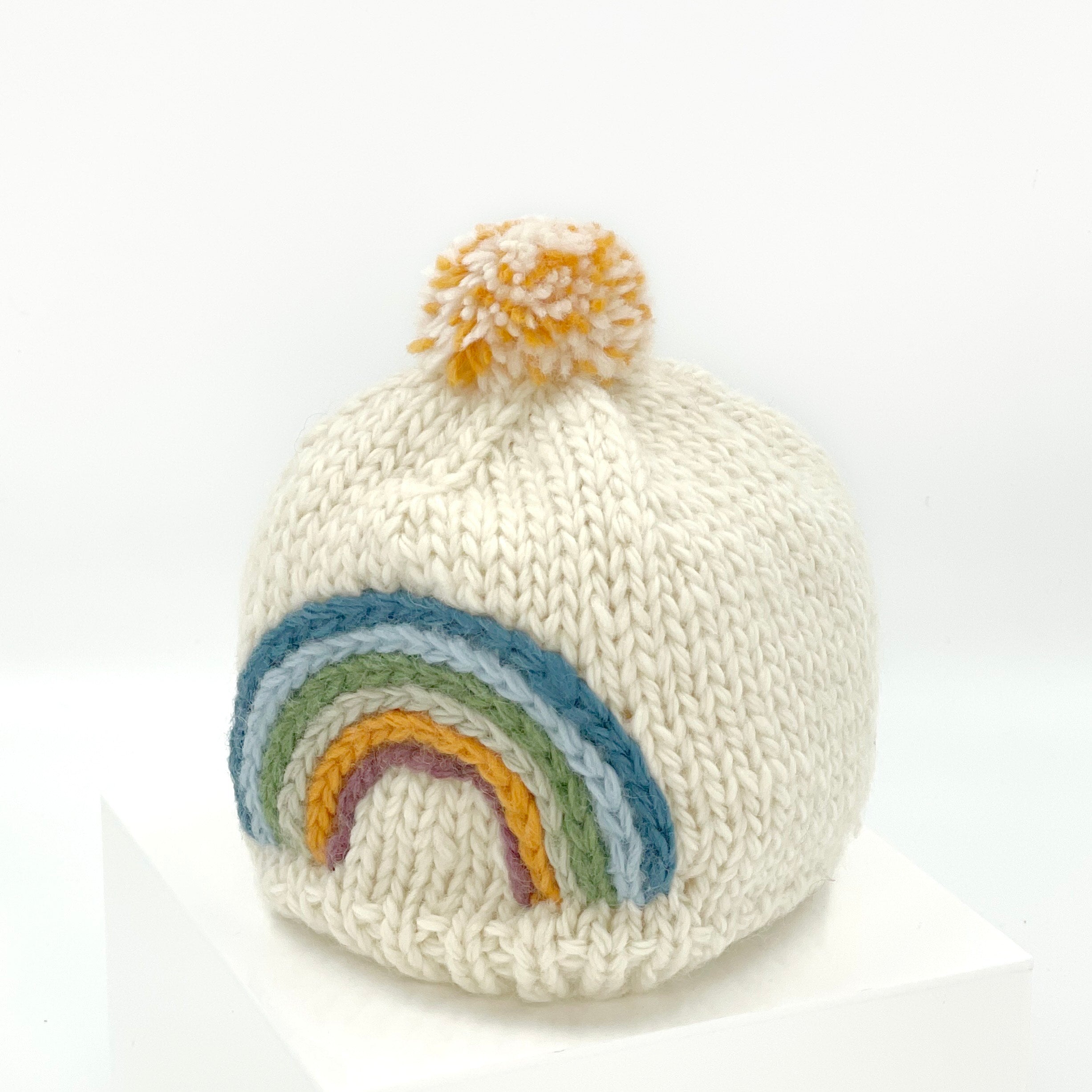 Knit Rainbow Baby Beanie - Merino Wool