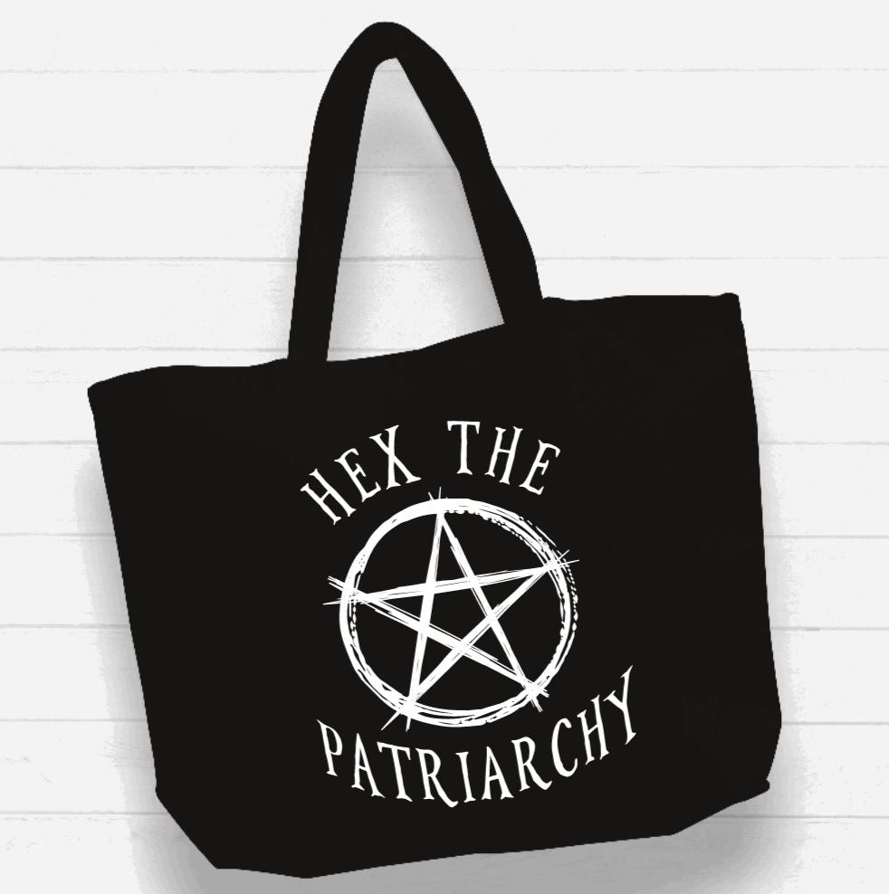 Beach Bag / XL Tote Bag - "hex the patriarchy"