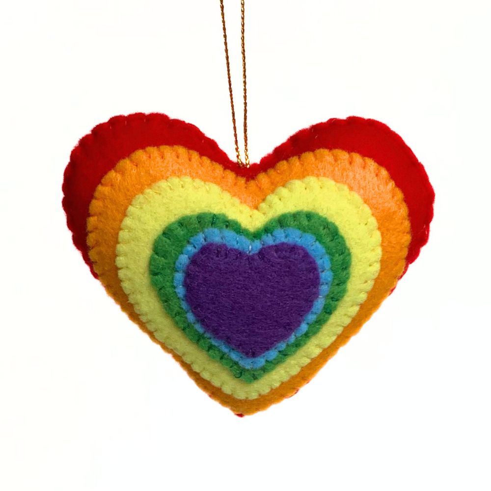 Plush Ornament - Rainbow Heart
