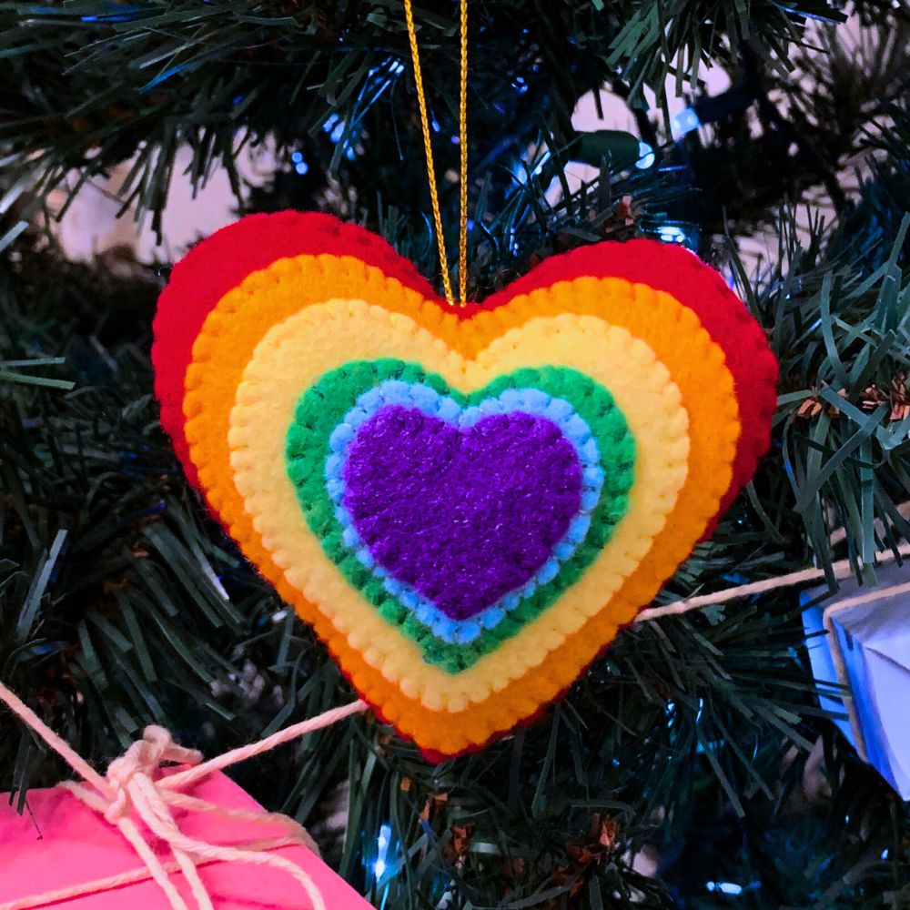 Plush Ornament - Rainbow Heart