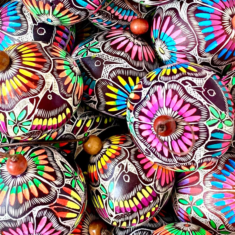 Gourd Ornament - Colorful Birds