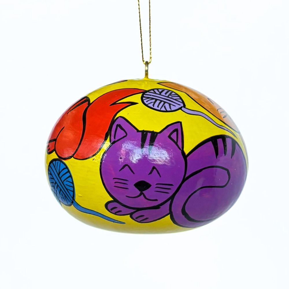 Gourd Ornament - Cats All Over