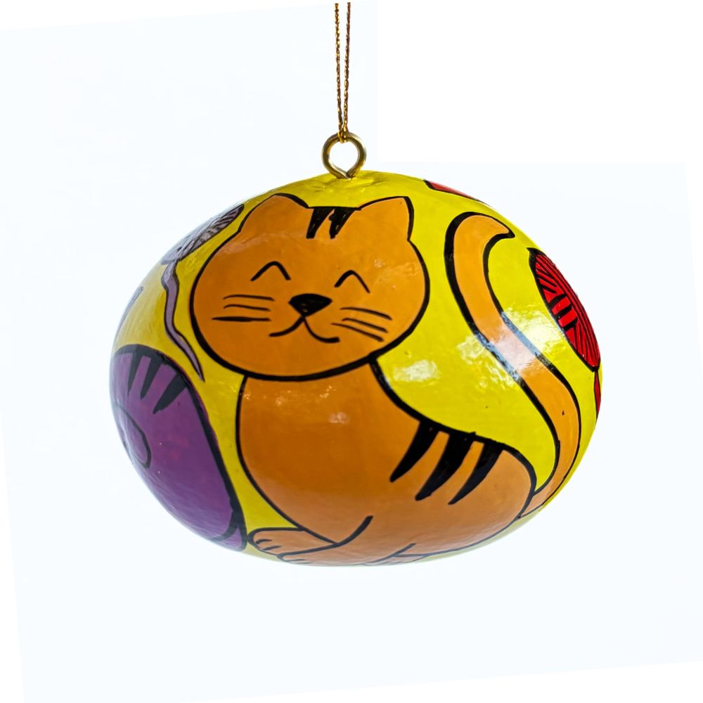Gourd Ornament - Cats All Over