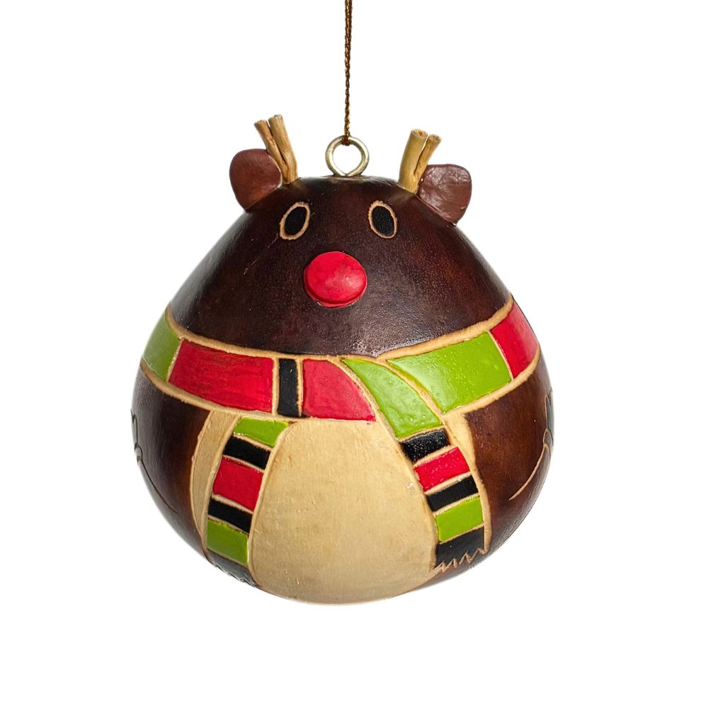 Gourd Ornament - Red Nosed Reindeer