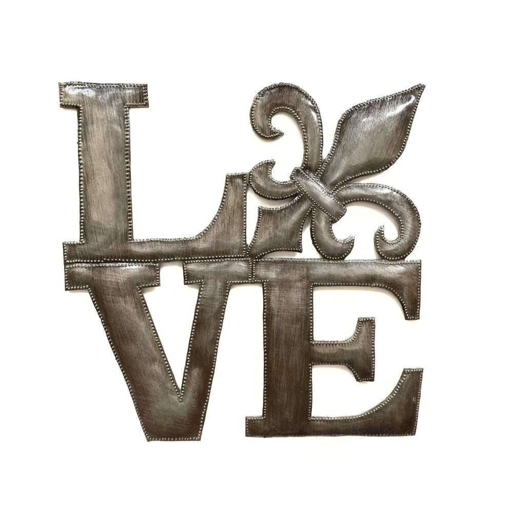 Love Fleur de Lis Metal Wall Art