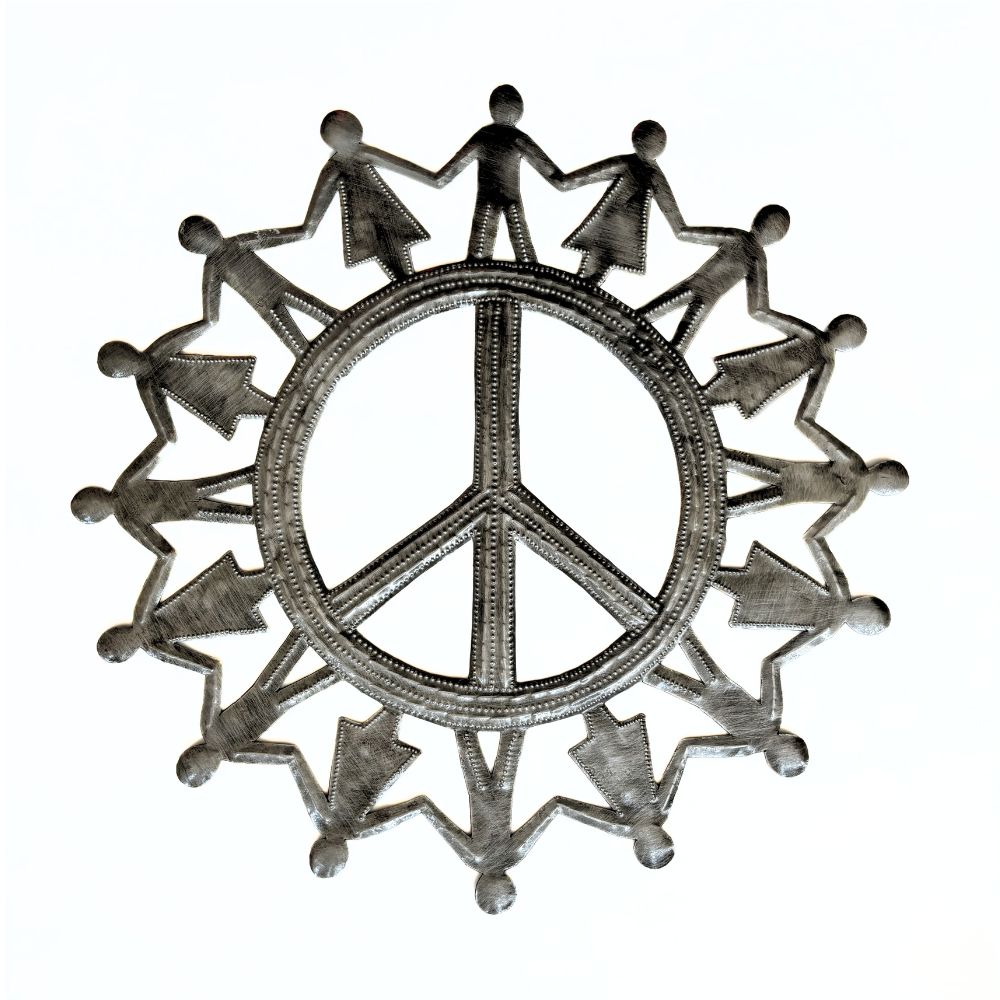 Peace Around The World Metal Wall Art 14"