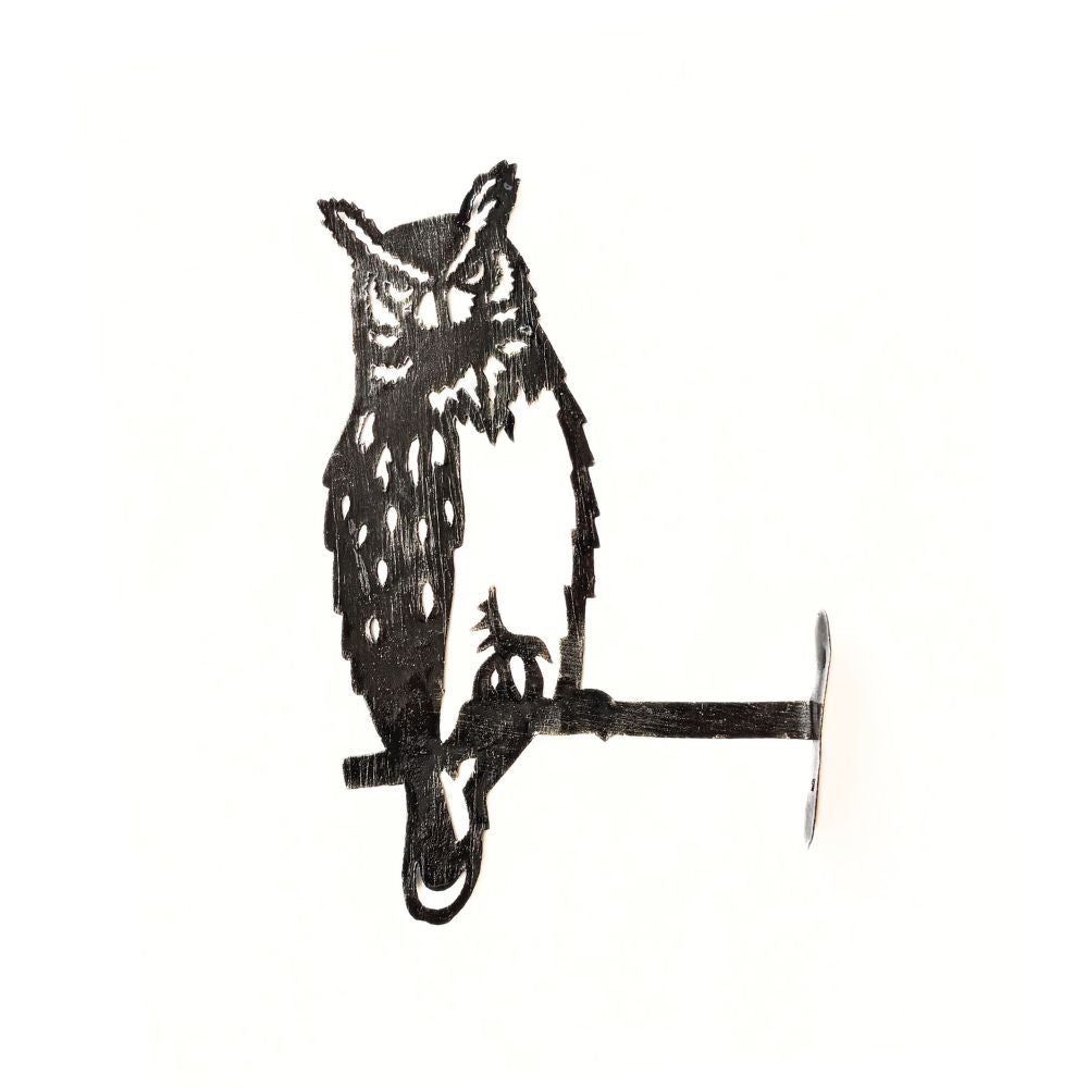 Horned Owl on a Branch Metal Sculpture