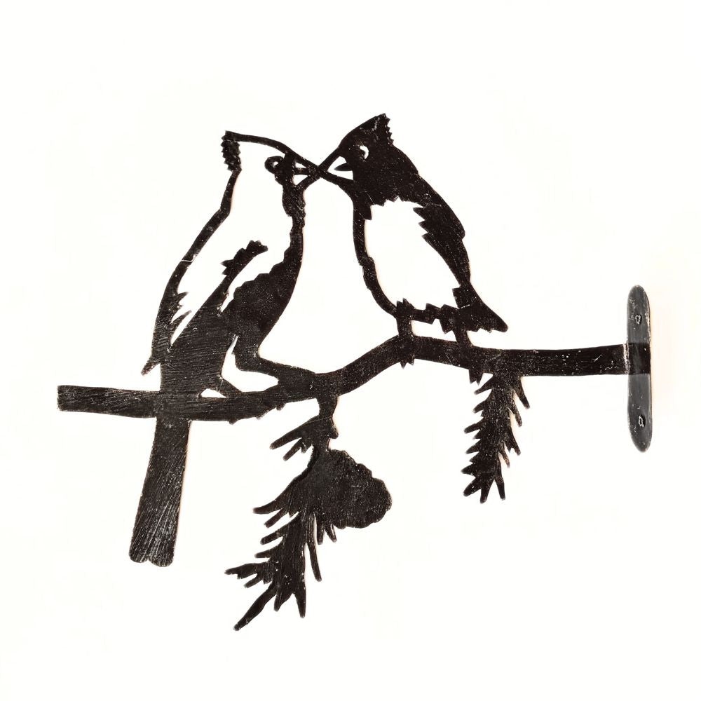 Cardinal Couple on a Branch Metal Sculpture