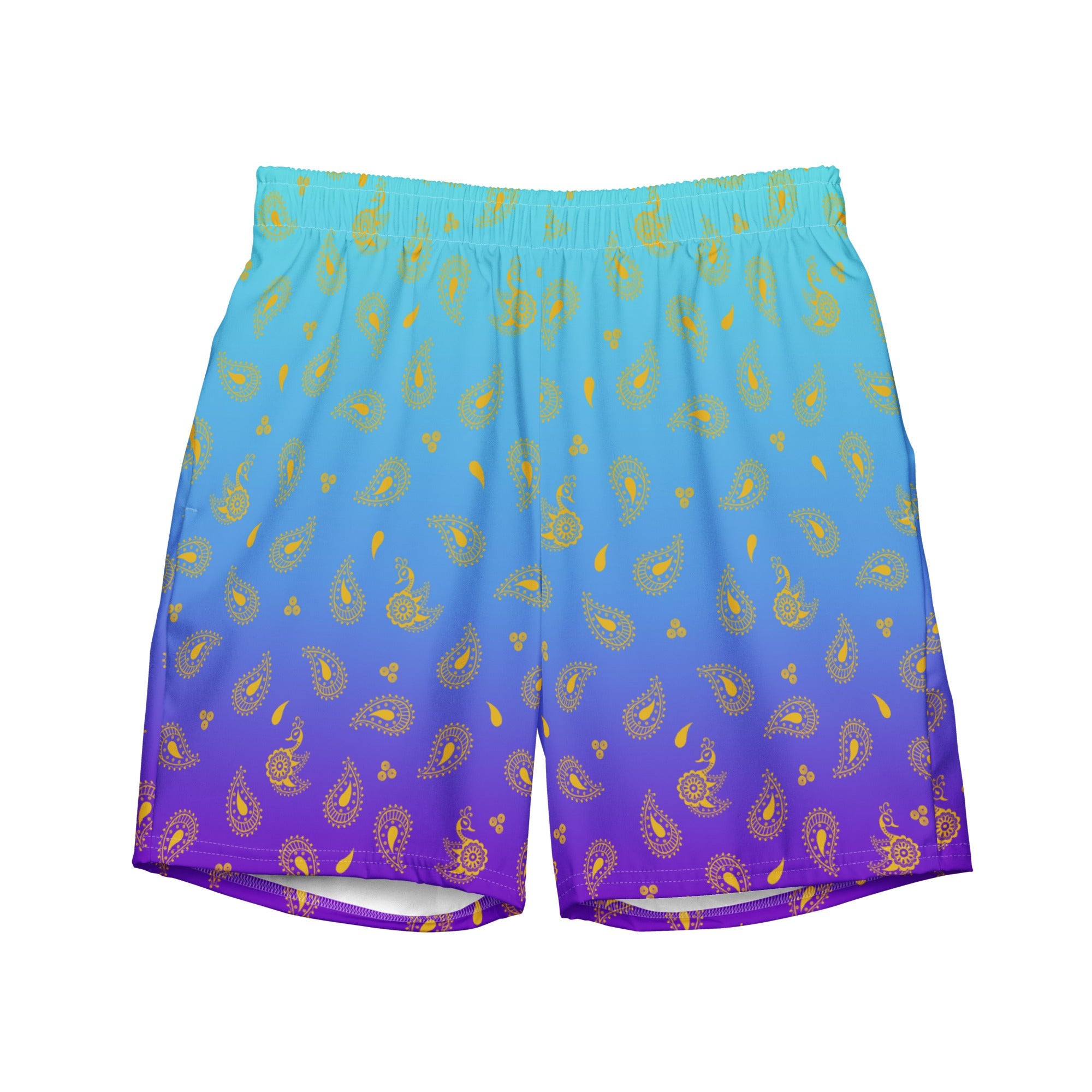 Peacock Henna Swim Trunks - Regal Design Meets All-Day Comfort