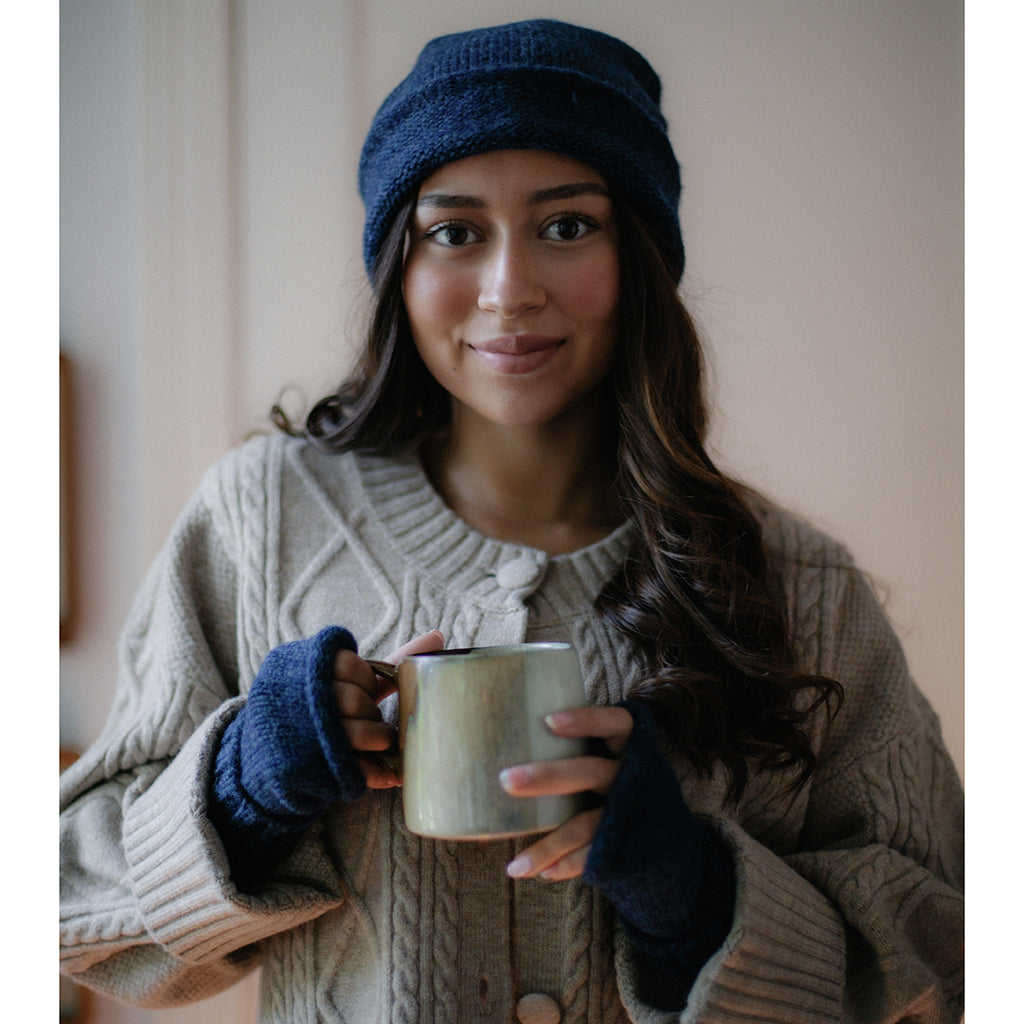 Navy Essential Knit Alpaca Beanie
