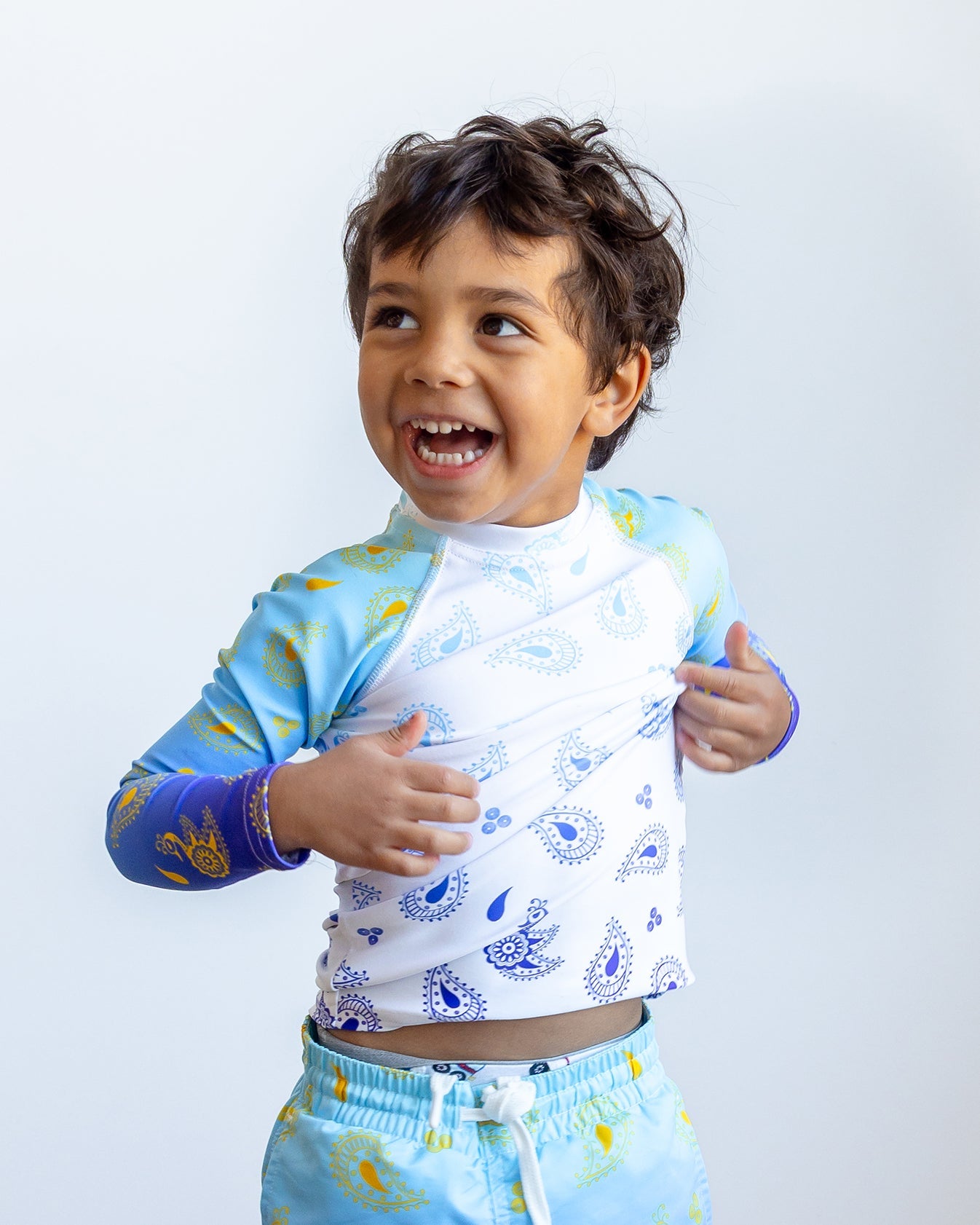 Peacock Henna Kids' Rash Guard – Elegance Meets Sun Protection