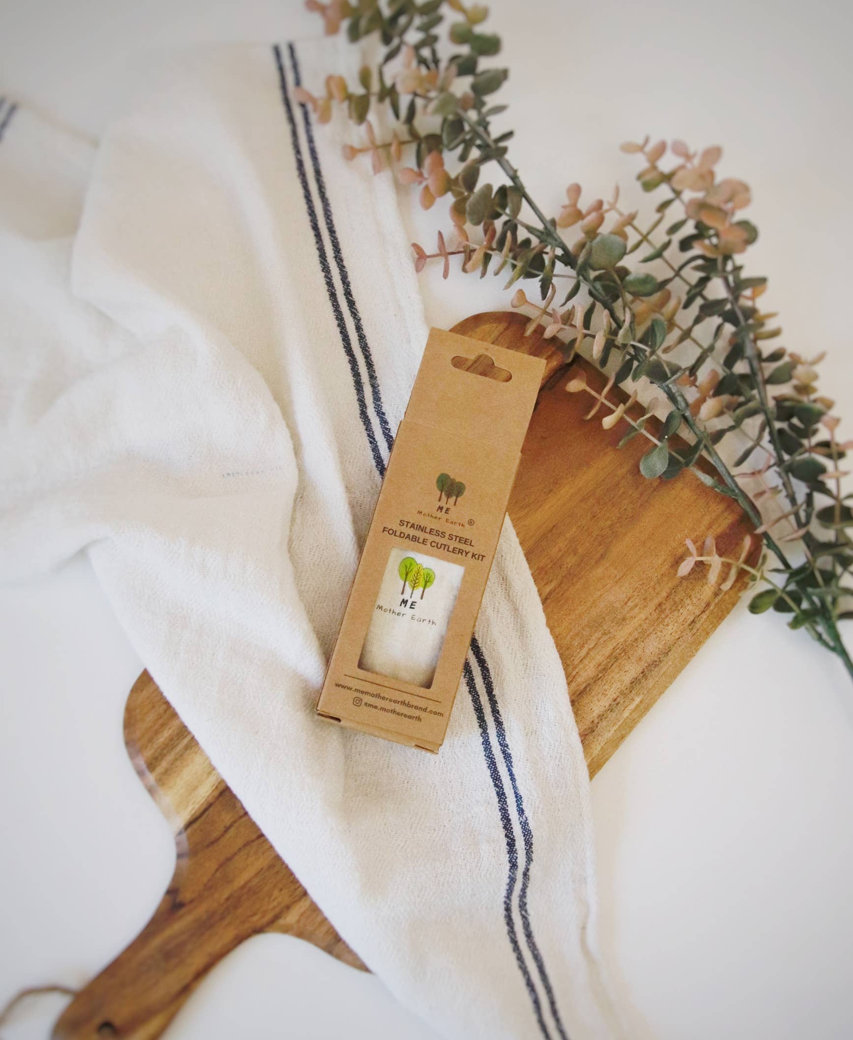 Foldable Stainless Steel Cutlery Set (2-Pack + Cotton Travel Pouch)