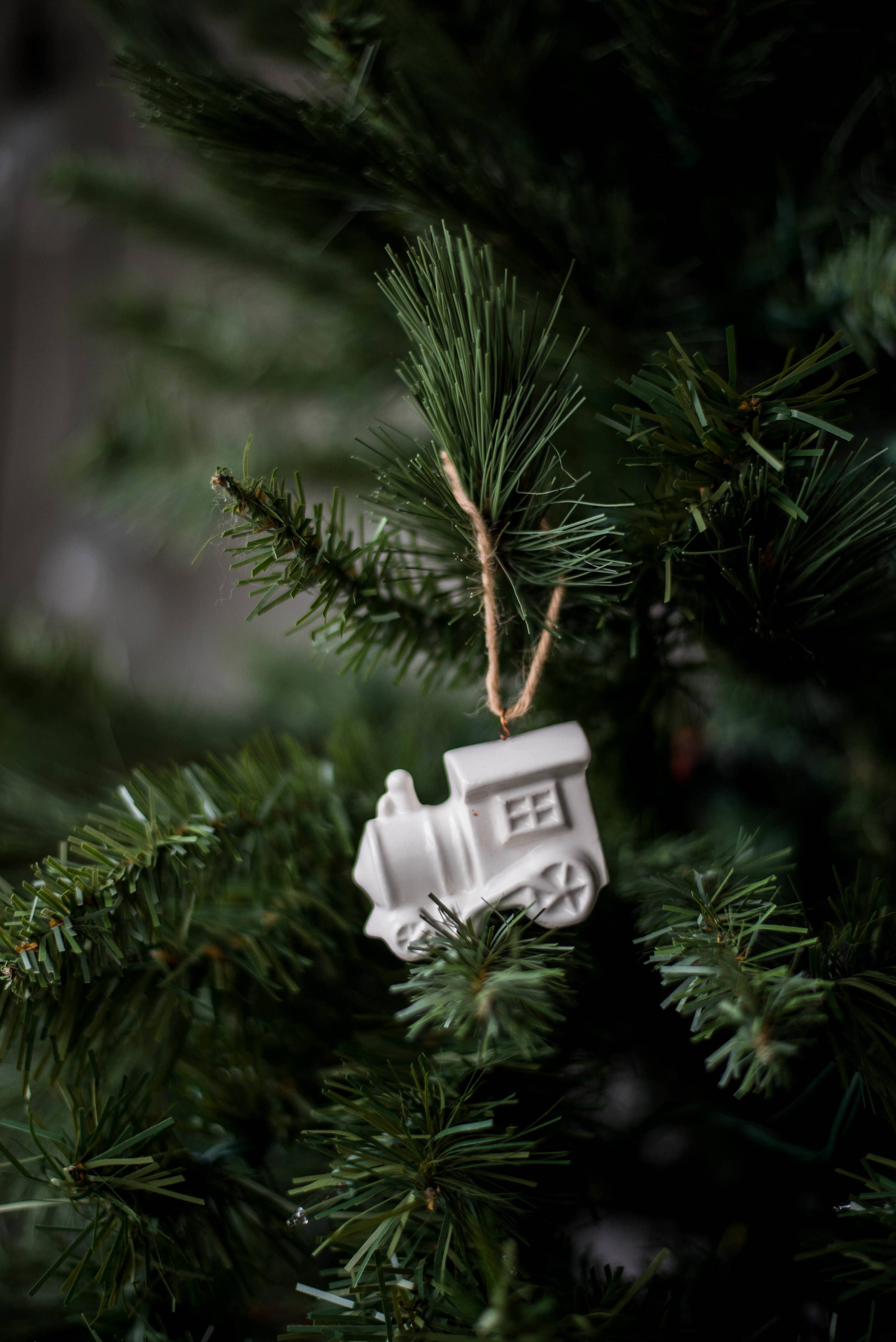 Handmade Porcelain Christmas Ornaments: Little Engine