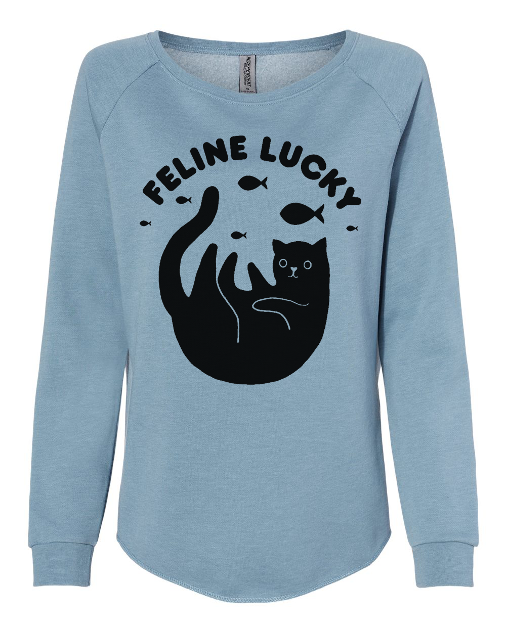 Women's Feline Lucky Crewneck Cat Lover Sweatshirt