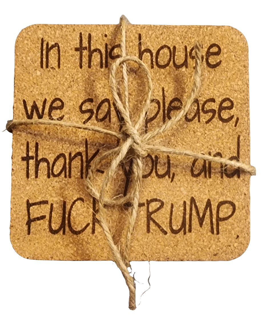 In this house 4 pack Cork Coasters
