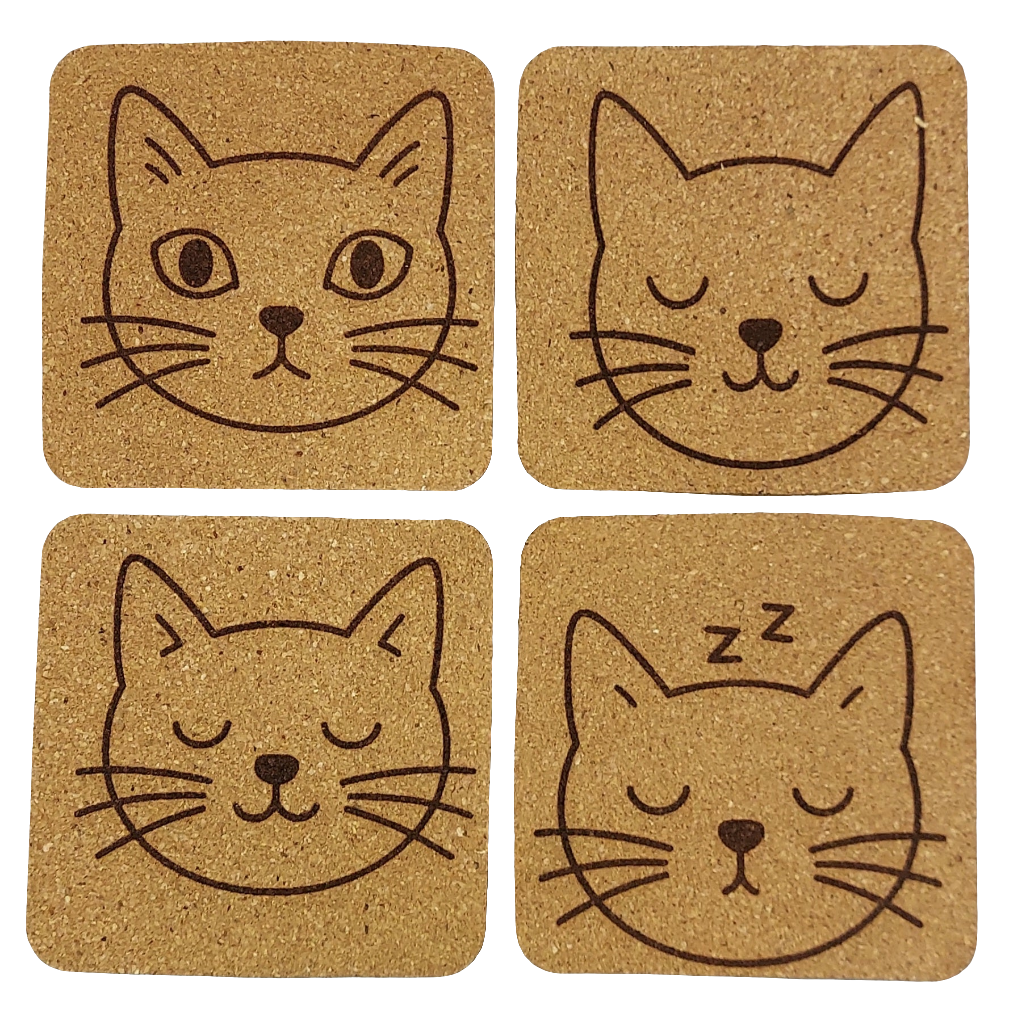 Kitties 4 pack Assorted Cork Coasters