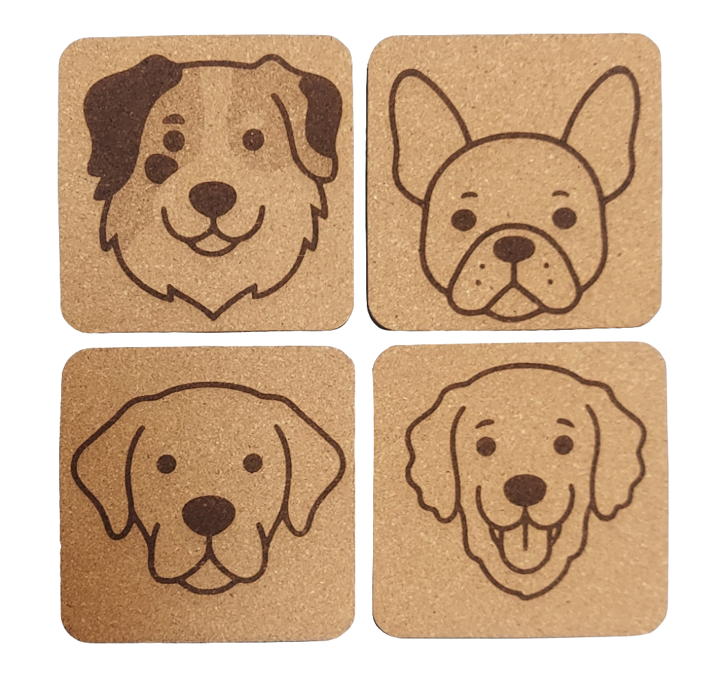 Puppies 4 pack Assorted Cork Coasters