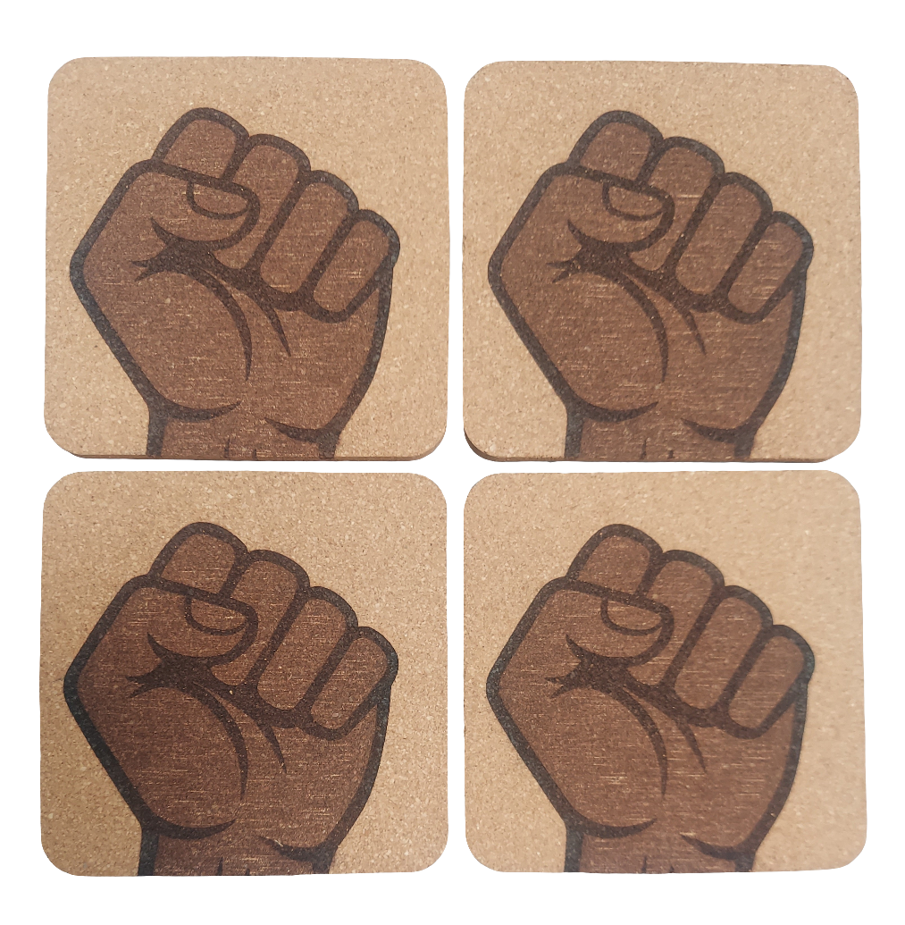 Solidarity Fist 4 Pack Cork Coasters