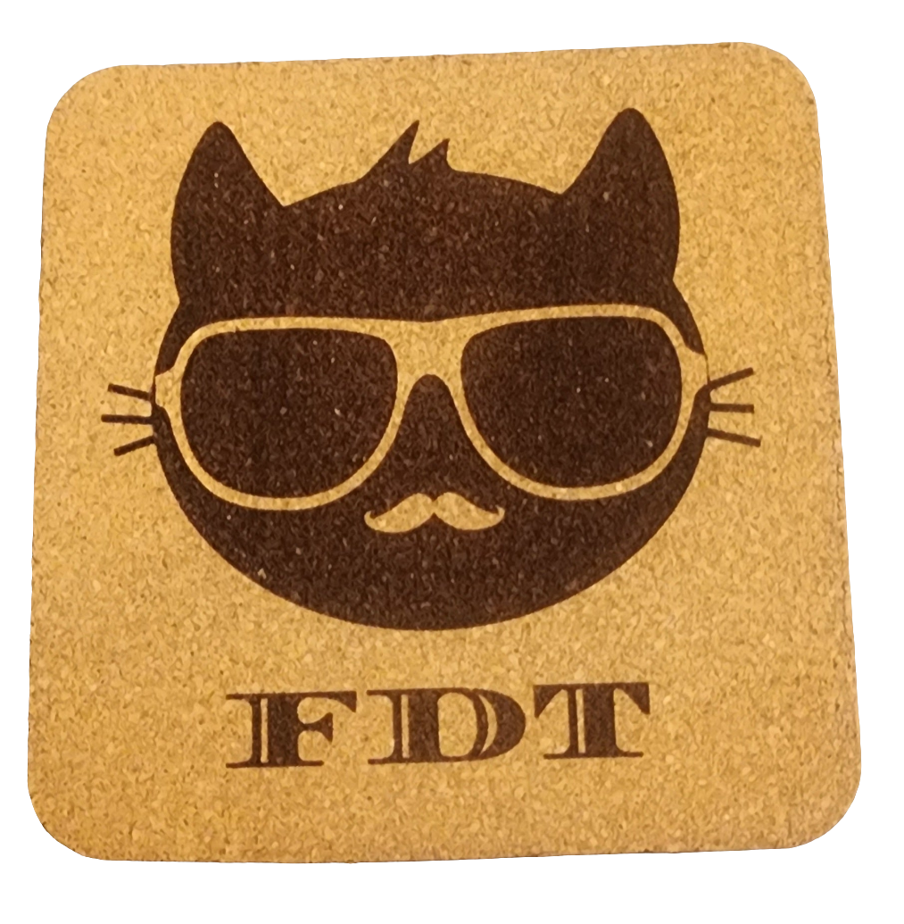 FDT Cat 4 pack Twine Wrapped Cork Coaster Gift Set