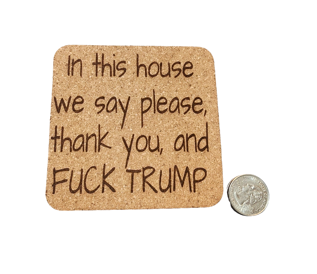 Please read description** OFFSET TOO FAR LEFT BLOWOUT SALE "In This House" 4 pack Cork Coasters🧨🎉