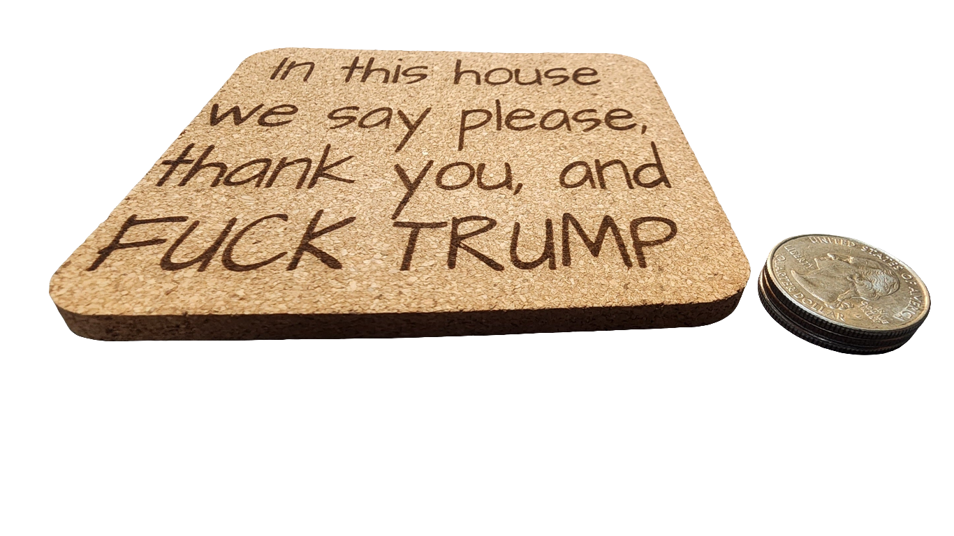 Please read description** OFFSET TOO FAR LEFT BLOWOUT SALE "In This House" 4 pack Cork Coasters🧨🎉
