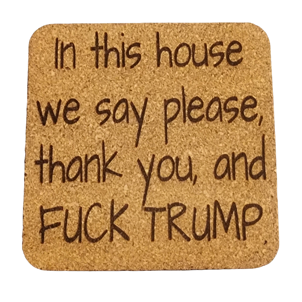 In this house 4 pack Twine Wrapped Cork Coaster Gift Set