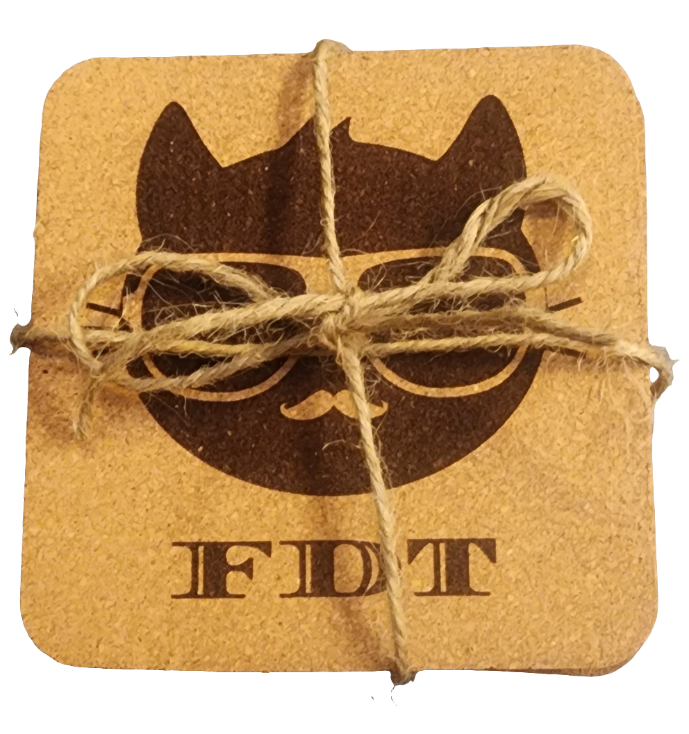 FDT Cat 4 pack Cork Coasters