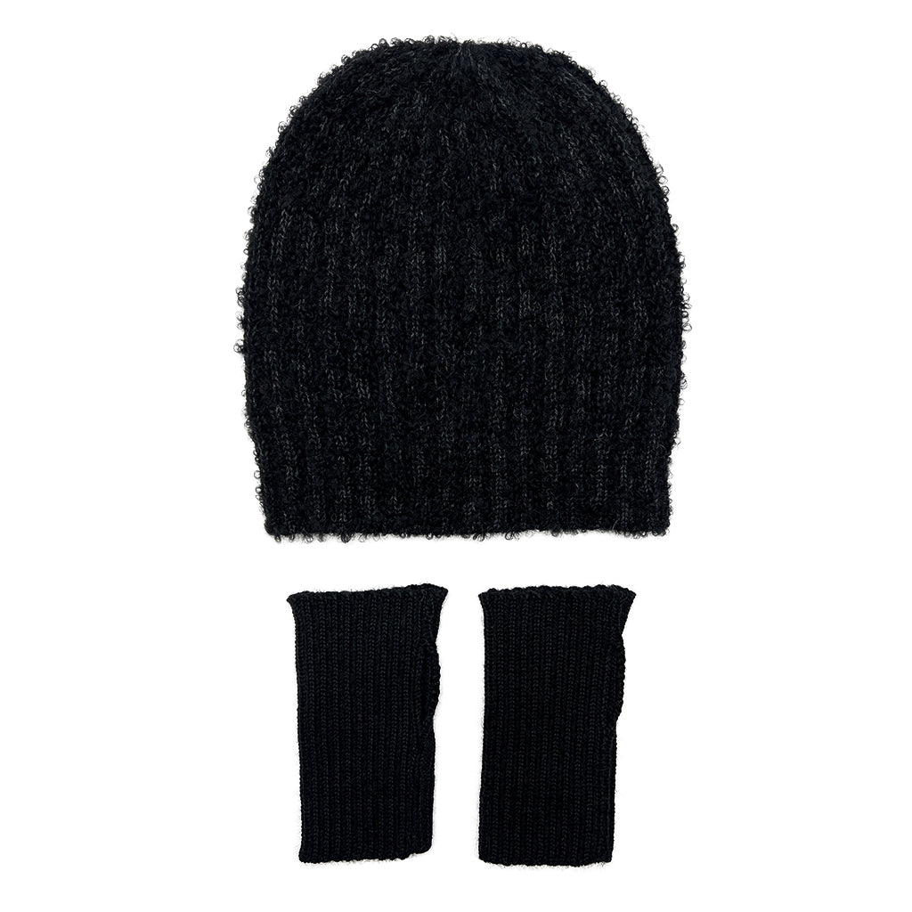 Plush Black Alpaca Beanie Hat