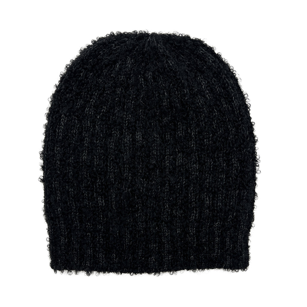 Plush Black Alpaca Beanie Hat