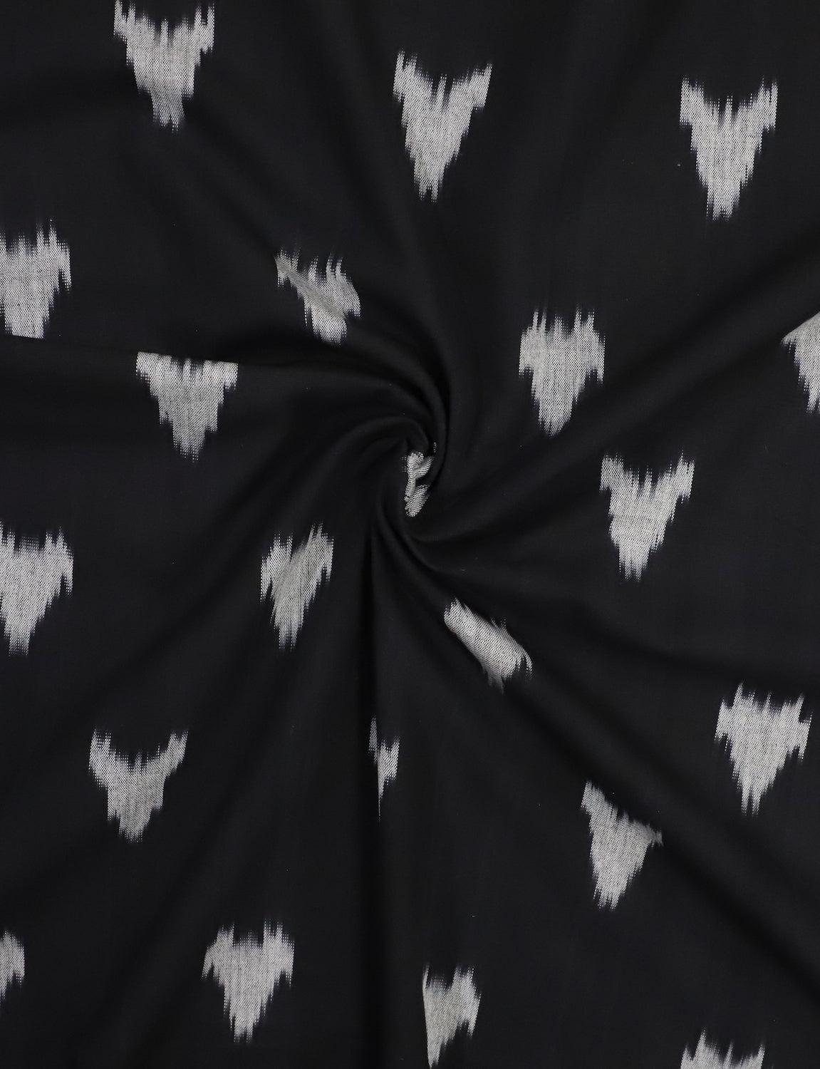 Black White Ikat Handwoven Cotton Fabric by the Yard