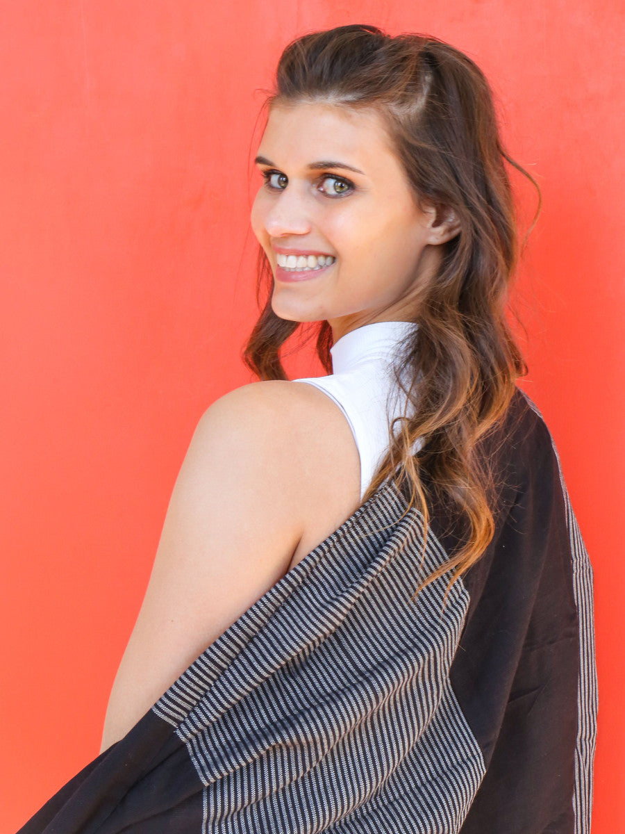 Black Patterned Block Scarf