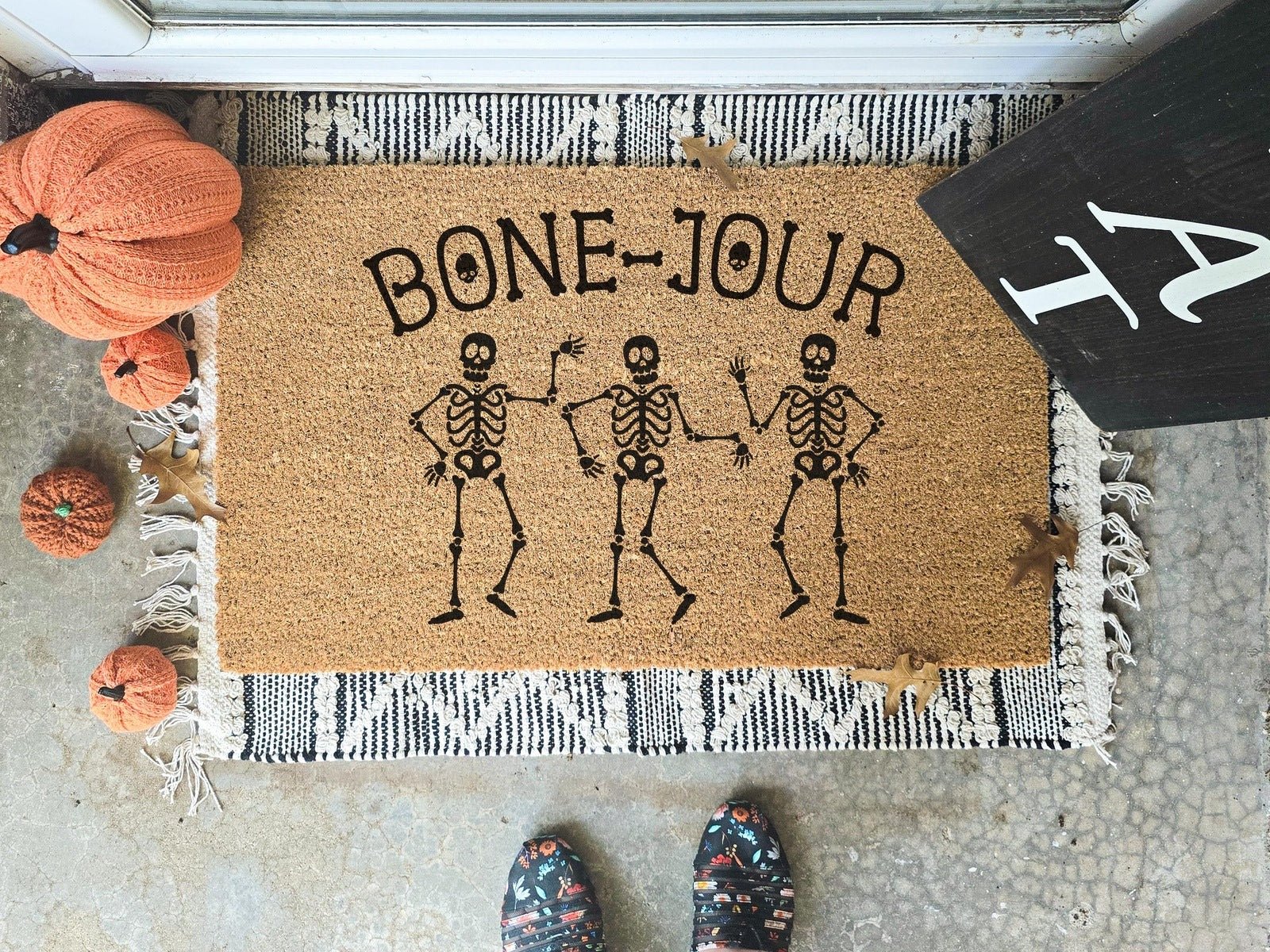Bone Jour Halloween Skeleton Doormat