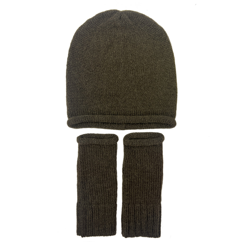 Army Green Essential Knit Alpaca Gloves