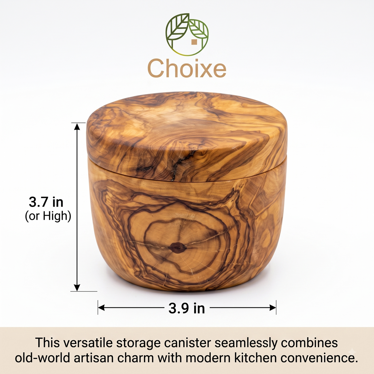 Mediterranean Olive Wood Salt Cellar Canister with Swivel Lid