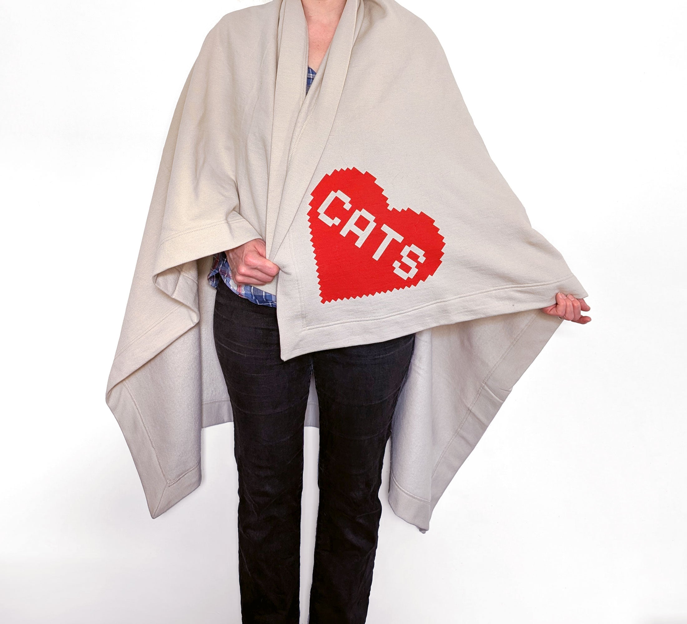 Geeky Cat Lover 8-Bit Gamer Heart Throw Blanket
